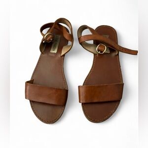 Steve Madden Womens Brown Ankle Strap Brown Buckle Leather Sandals Women’s 6.5